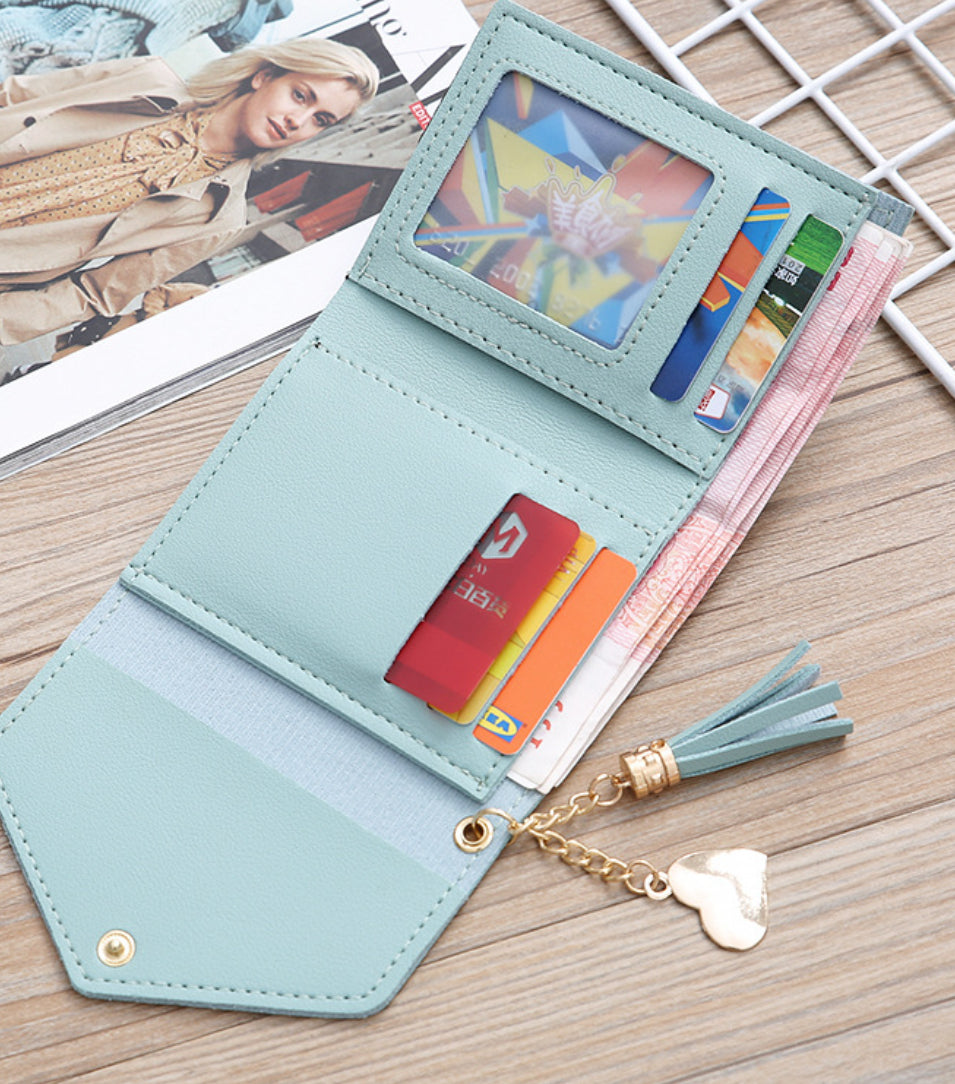 Porte-monnaie à pompon & cœur doré – Multicolore
