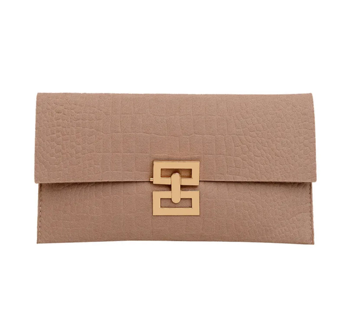 Pochette effet croco chic – Fermoir doré | ROSE SABLE