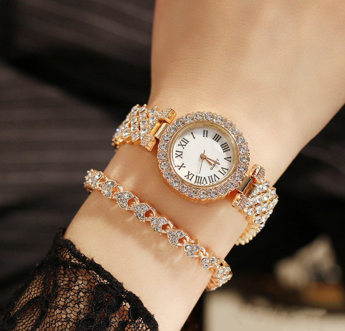đ Montre ĂlĂ©gance Cristal â ROSE SABLE