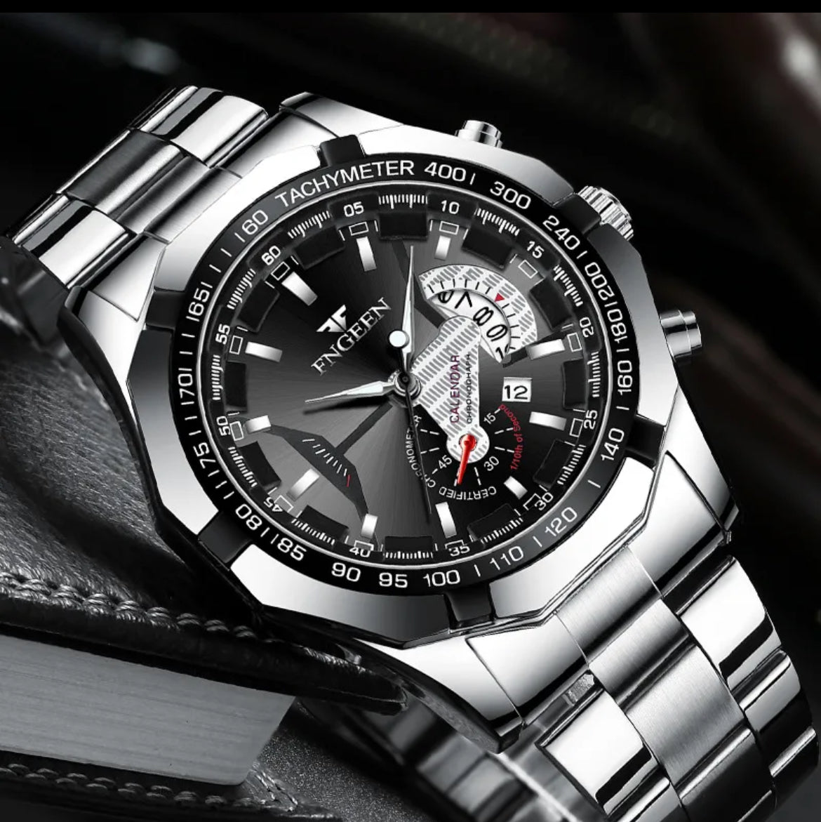 Montre Homme Chronographe FINEGEEN™ – Bracelet Acier Inoxydable & Cadran Sport Chic