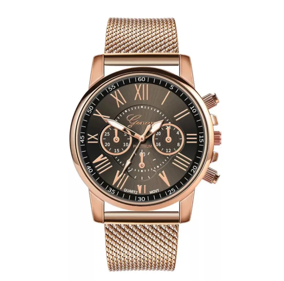 🕰️ Montre Femme "GENEVA Élégance" – Bracelet maille dorée