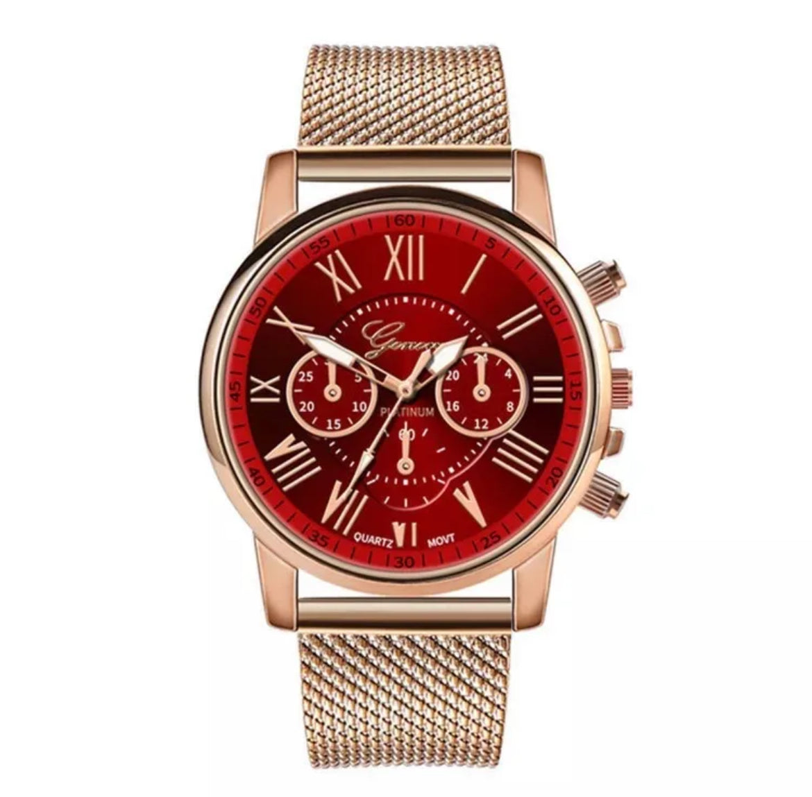 🕰️ Montre Femme "GENEVA Élégance" – Bracelet maille dorée