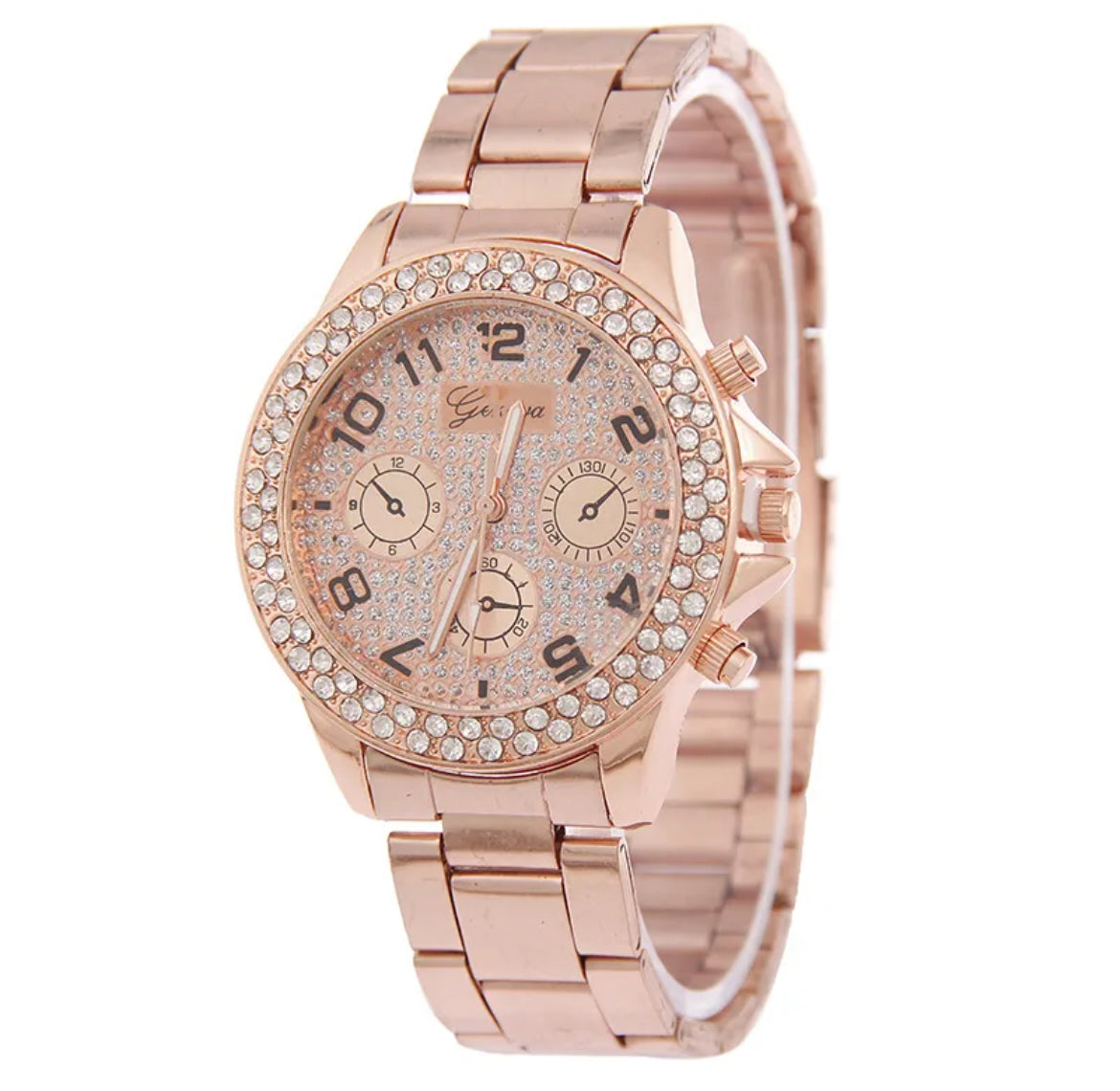 Montre Femme Strass Glamour – Argenté ou Rose Doré