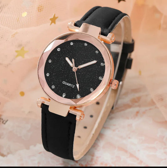 Montre Femme – Cadran Pailleté & Bracelet Effet Daim