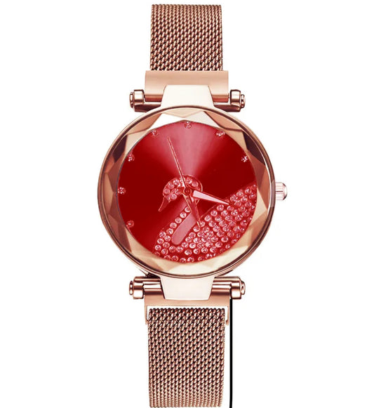 Montre Femme Élégance Cygne - Rose Sable