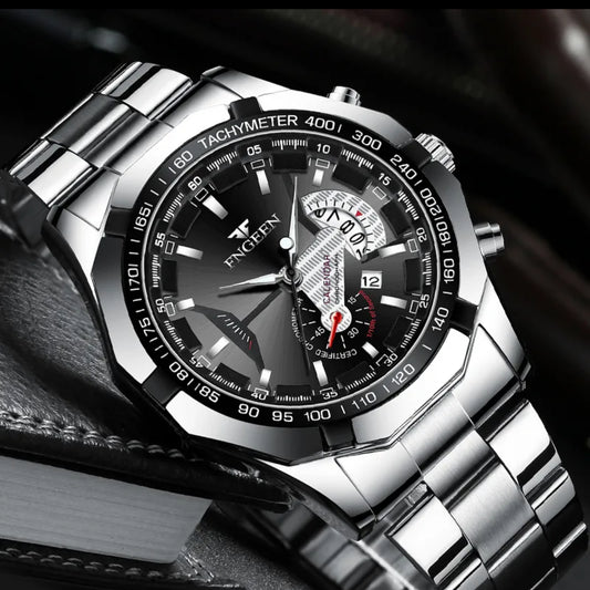Montre Homme Chronographe FINEGEEN™ – Bracelet Acier Inoxydable & Cadran Sport Chic