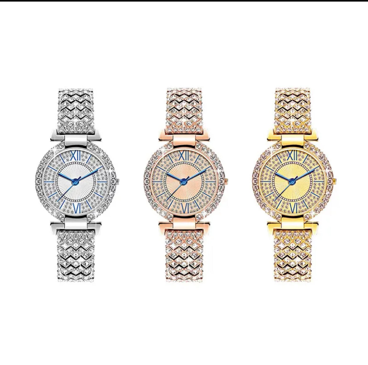 ✨ Montre Femme Strass Élégance – Argenté, Or, Rose Doré | ROSE SABLE