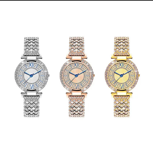 ✨ Montre Femme Strass Élégance – Argenté, Or, Rose Doré | ROSE SABLE