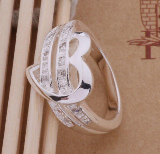 💍 Bague Argentée "Cœur Élégance" – Strass Brillants