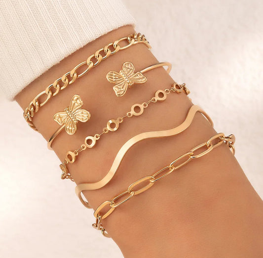 ✨ Set de Bracelets "Douce Harmonie" – 6 pièces dorées