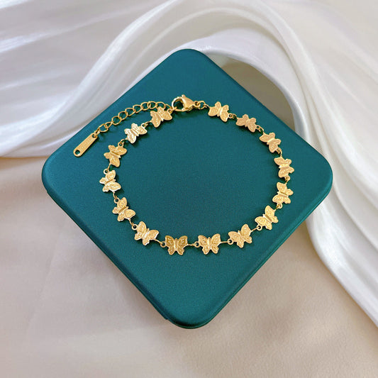 🦋 Bracelet Papillon – Acier Titane Doré ou Argenté
