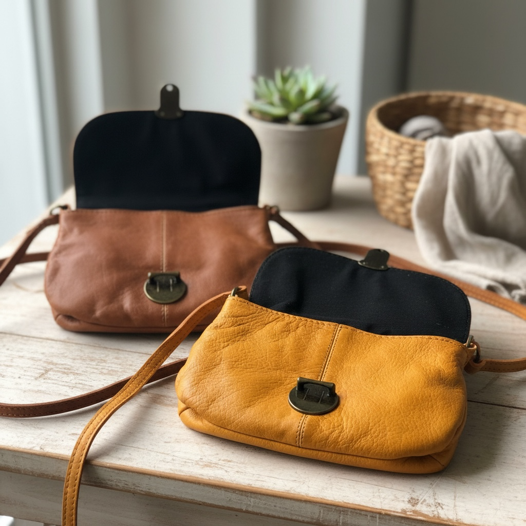 👜 Mini sac bandoulière en cuir naturel – Style vintage | ROSE SABLE